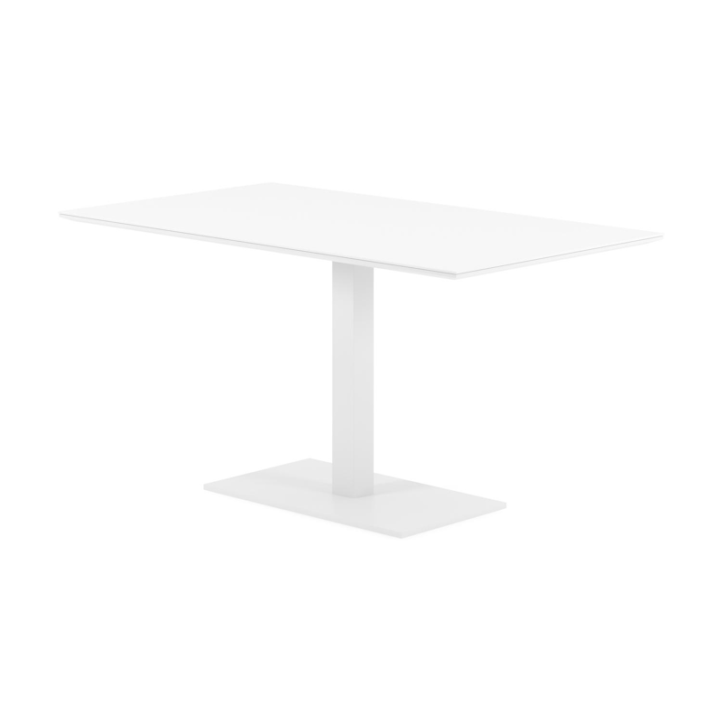 Piemonte tuintafel rechthoekig in wit aluminium en volkeramiek arctic white - L 140 x B 80 x H 73 cm