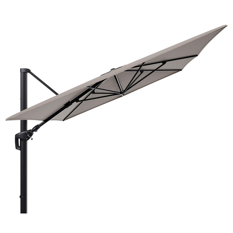 Minore zweefparasol tiltfunctie in zwart aluminium en parasoldoek in All Weather Solica Firenze Earth  - L1 400 x L2 300 cm (zonder voet)