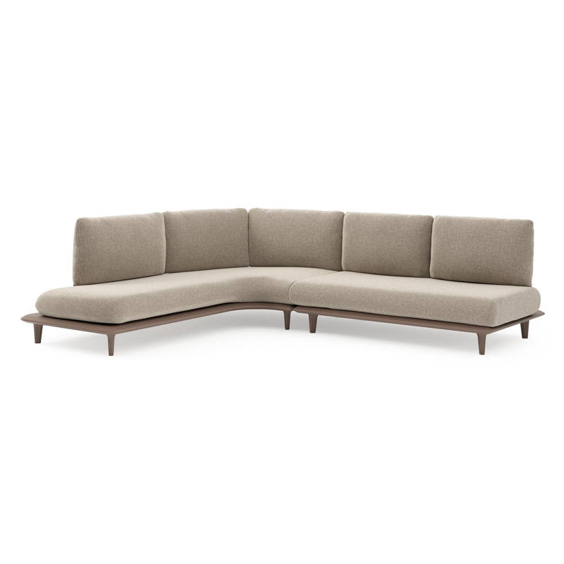 Bomero loungehoek in taupe aluminium met chartres pewter all weather sunbrella® luxe kussen