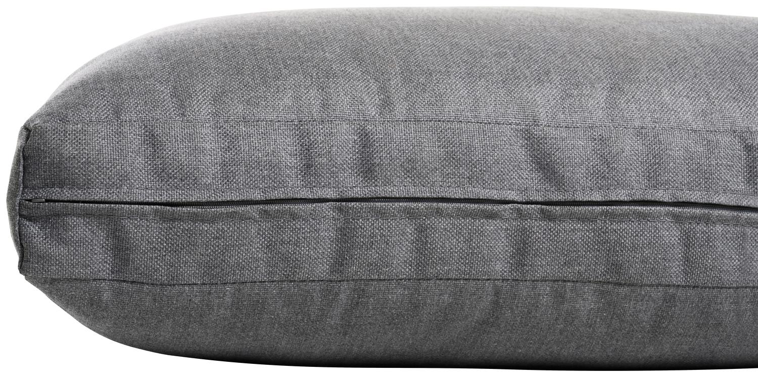 Salon de jardin d'angle Toma en aluminium noir avec coussins en polyester gris et table basse