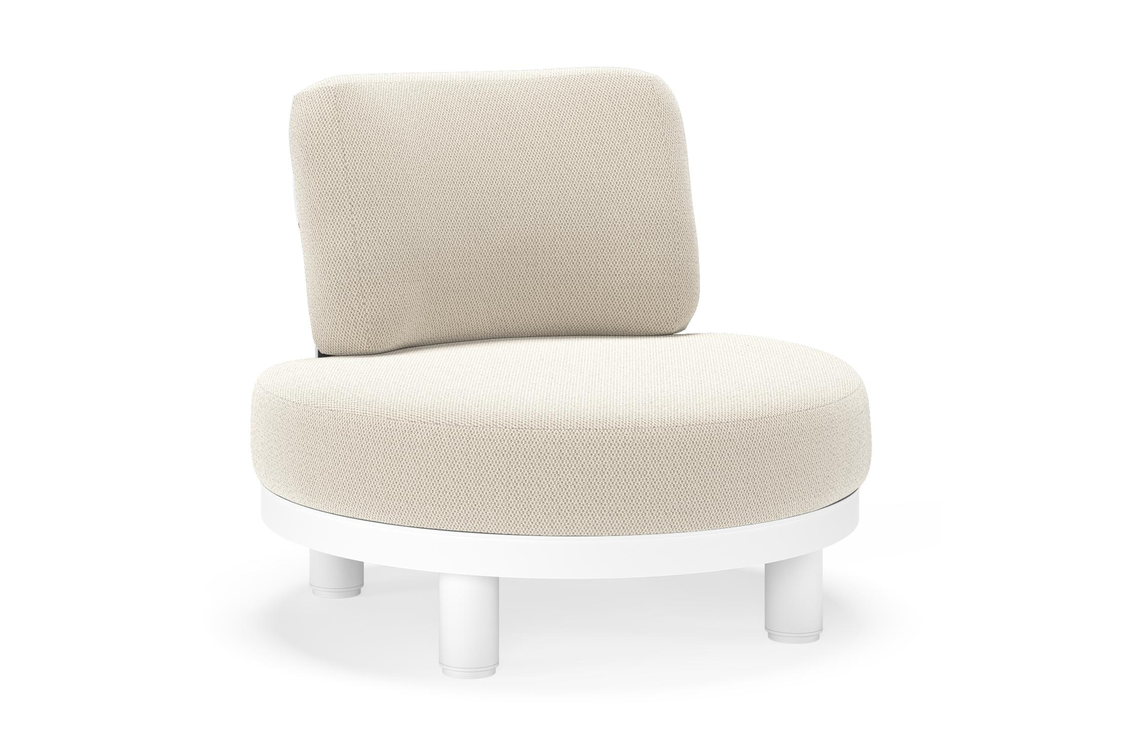 Fauteuil de jardin Donato en aluminium blanc avec coussin en all weather sunbrella® luxe lopi marble