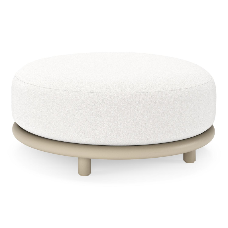 Pouf Lomano en aluminium beige et corde luxe plate tissÃ©e verticalement beige et coussins en all weather solica Soul Optik