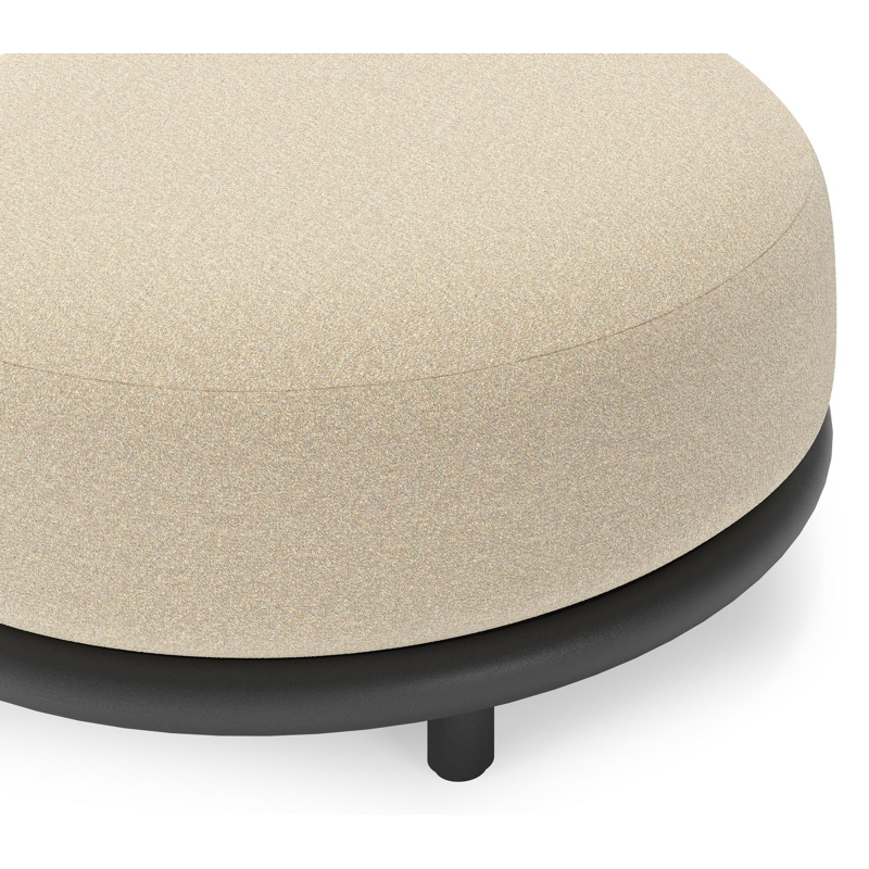 Pouf Lomano en aluminium noir et corde luxe plate tissÃ©e verticalement beige et coussins en all weather solica Soul Papyrus