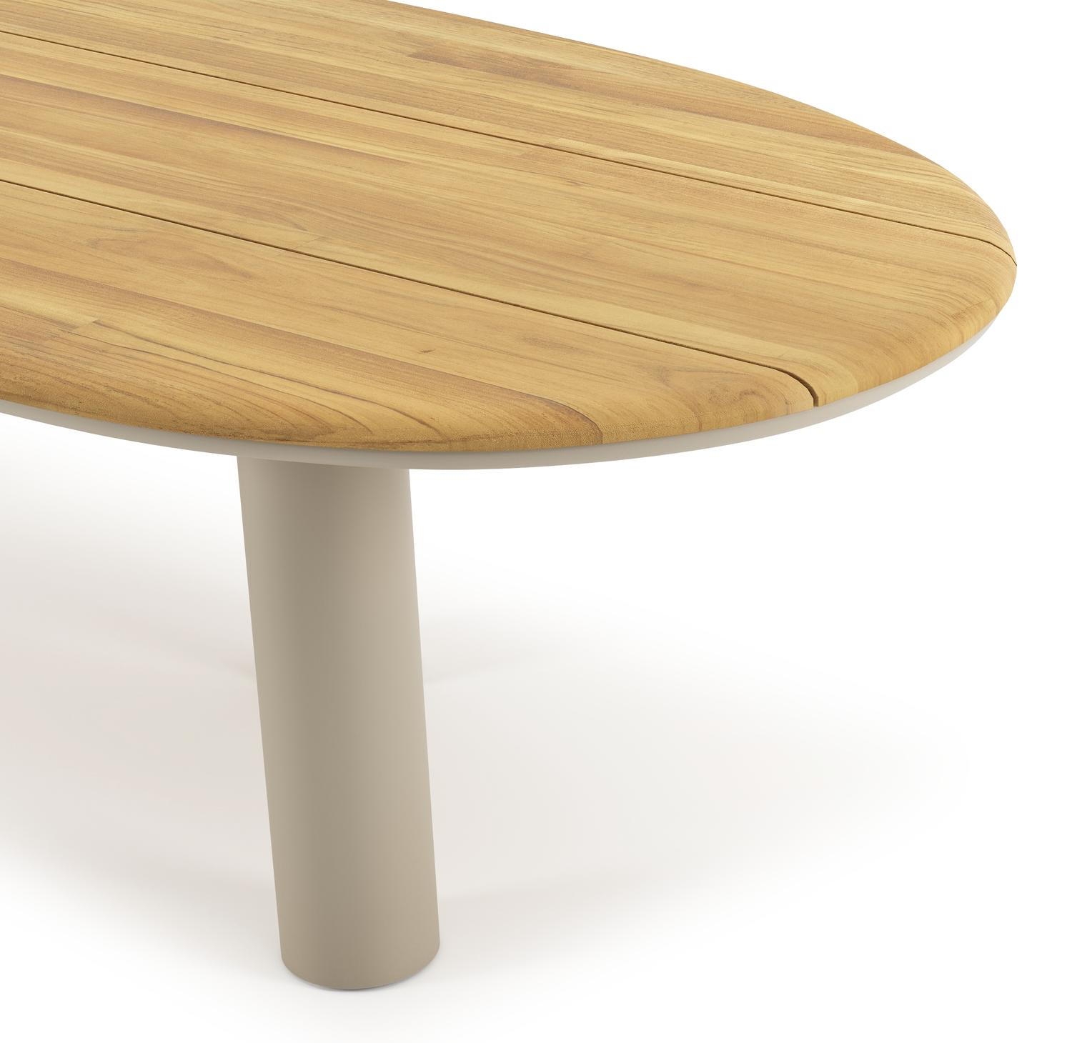 Table de jardin Organo organique en aluminium beige et teck Lg. 280 x Lrg. 120 x Haut. 74 cm