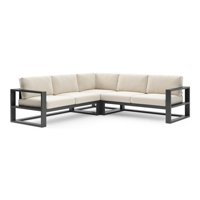 Verato loungehoek in zwart aluminium met althea off white all weather cosytica kussen