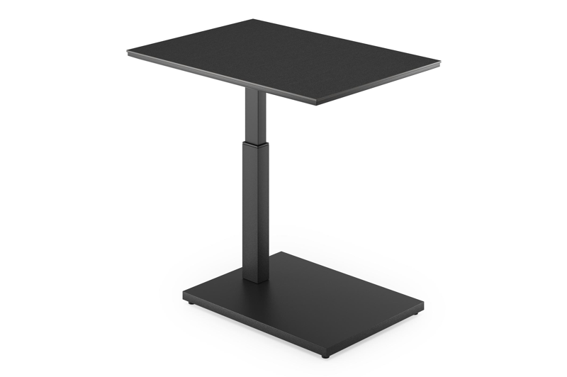 Cirello Pop up bijzettafel in zwart aluminium en nero black volkeramiek - L 70 x B 50 x H 66 cm