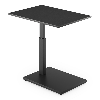 Cirello Pop up bijzettafel in zwart aluminium en nero black volkeramiek - L 70 x B 50 x H 66 cm