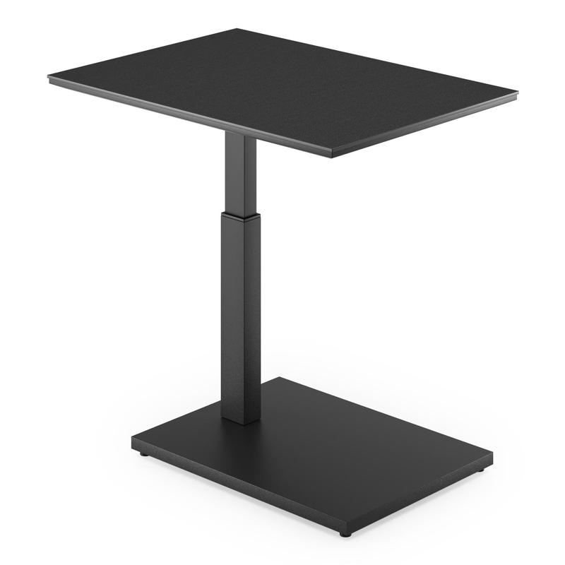 Cirello Pop up bijzettafel in zwart aluminium en nero black volkeramiek - L 70 x B 50 x H 66 cm