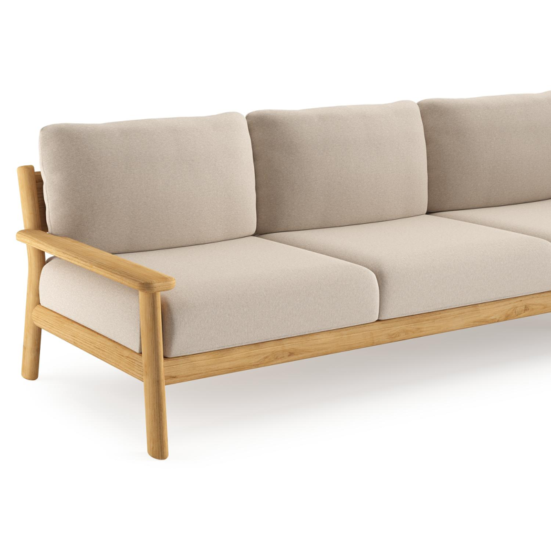 Amaro loungeset in teak met heritage ash all weather sunbrella® luxe kussen