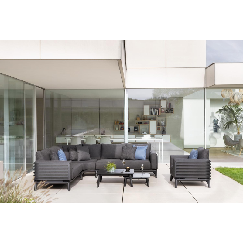 Mosa loungetafel in zwart aluminium - L 64 x B 64 x H 21 cm