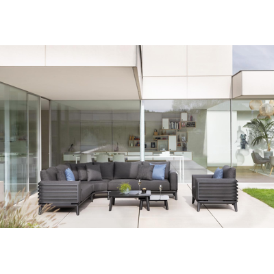 Mosa loungetafel in zwart aluminium - L 64 x B 64 x H 21 cm