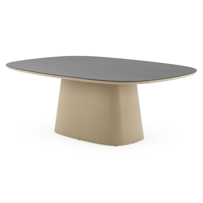 Amico tuintafel bombo xl in beige aluminium en volkeramiek Basalt Black - L 210 x B 148 x H 73.5 cm