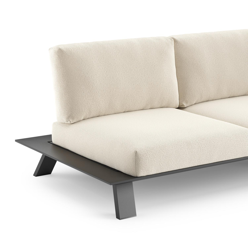 Cesano loungehoek in zwart aluminium met althea off white all weather Cosytica kussen