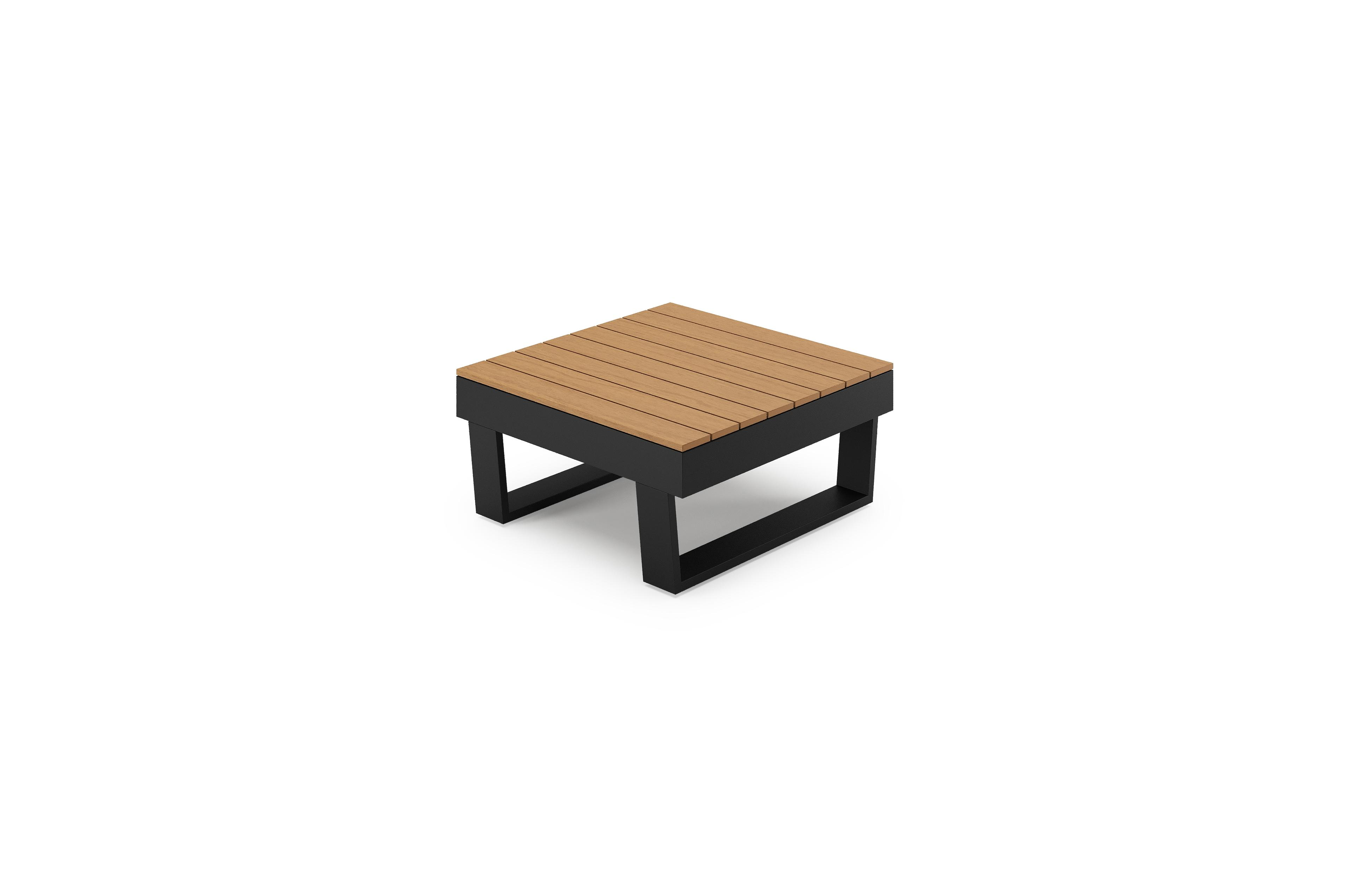 Alora loungetafel in zwart aluminium en polywood - L 77 x B 77 x H 35 cm