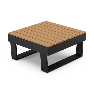 Alora loungetafel in zwart aluminium en polywood - L 77 x B 77 x H 35 cm
