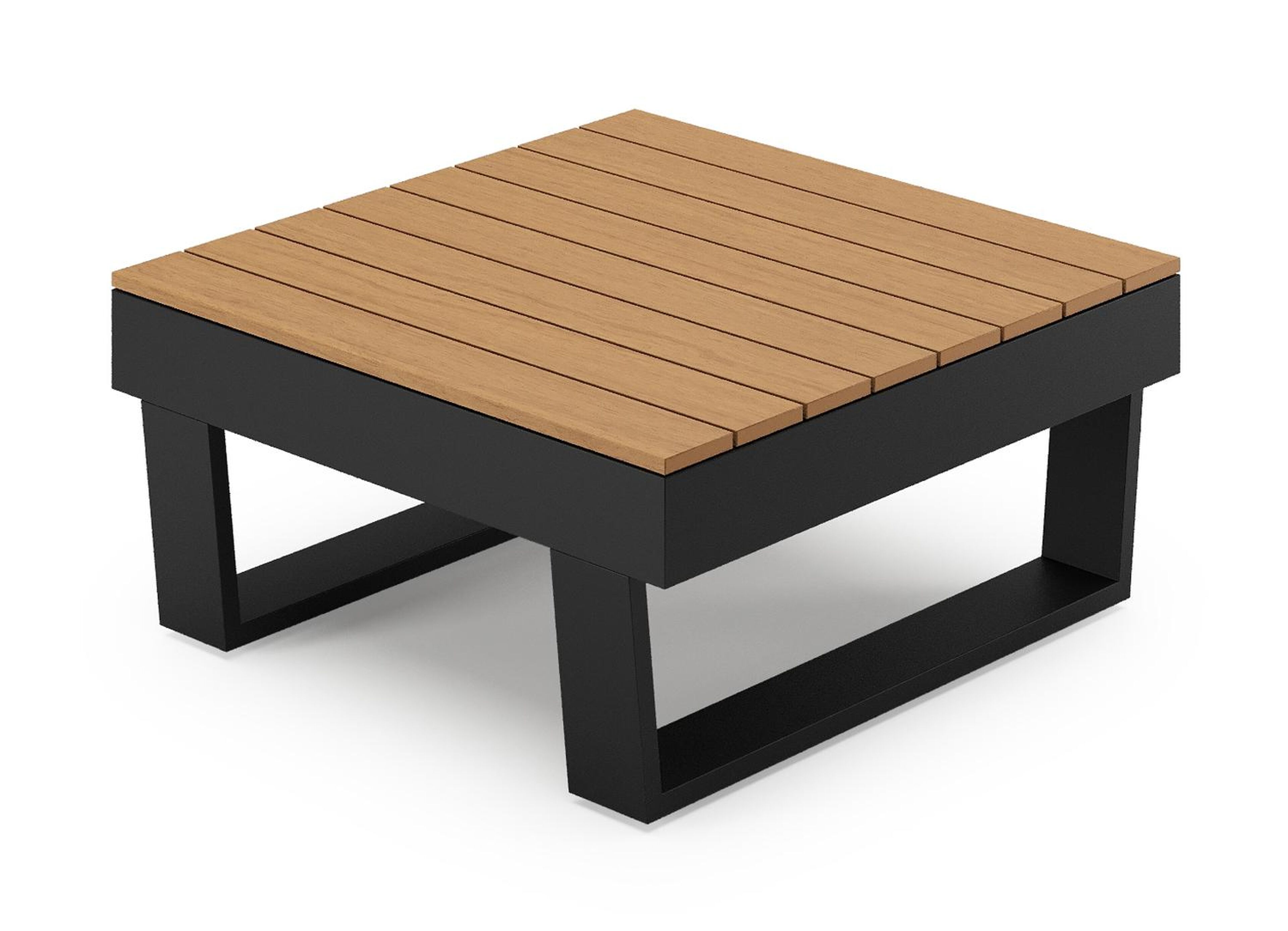 Alora loungetafel in zwart aluminium en polywood - L 77 x B 77 x H 35 cm