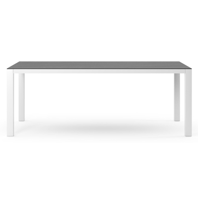 Como tuintafel in wit aluminium en volkeramiek Basalt Black - L 200 x B 100 x H 75 cm