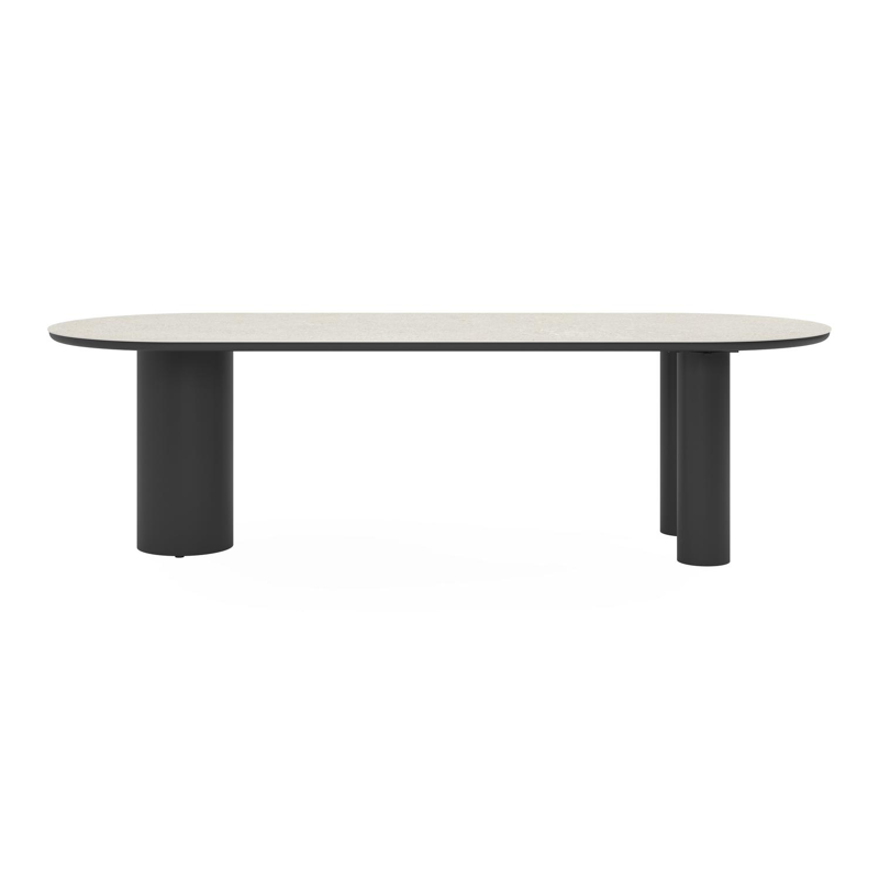 Table de jardin Organo ovale en aluminium noir et céramique pleine shilin - Lg. 260 x Lrg. 100 x Haut. 74 cm