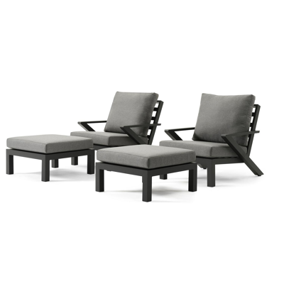 Cella loungeset in zwart aluminium met grijs weather+ softtouch kussens