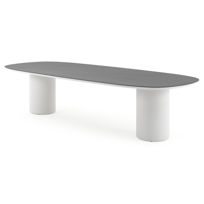 Amico tuintafel bombo in wit aluminium en volkeramiek Basalt Black - L 320 x B 130 x H 73.5 cm