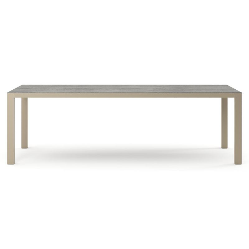 Como tuintafel rechthoekig in beige aluminium en volkeramiek Aspen Grey - L 240 x B 100 x H 73 cm