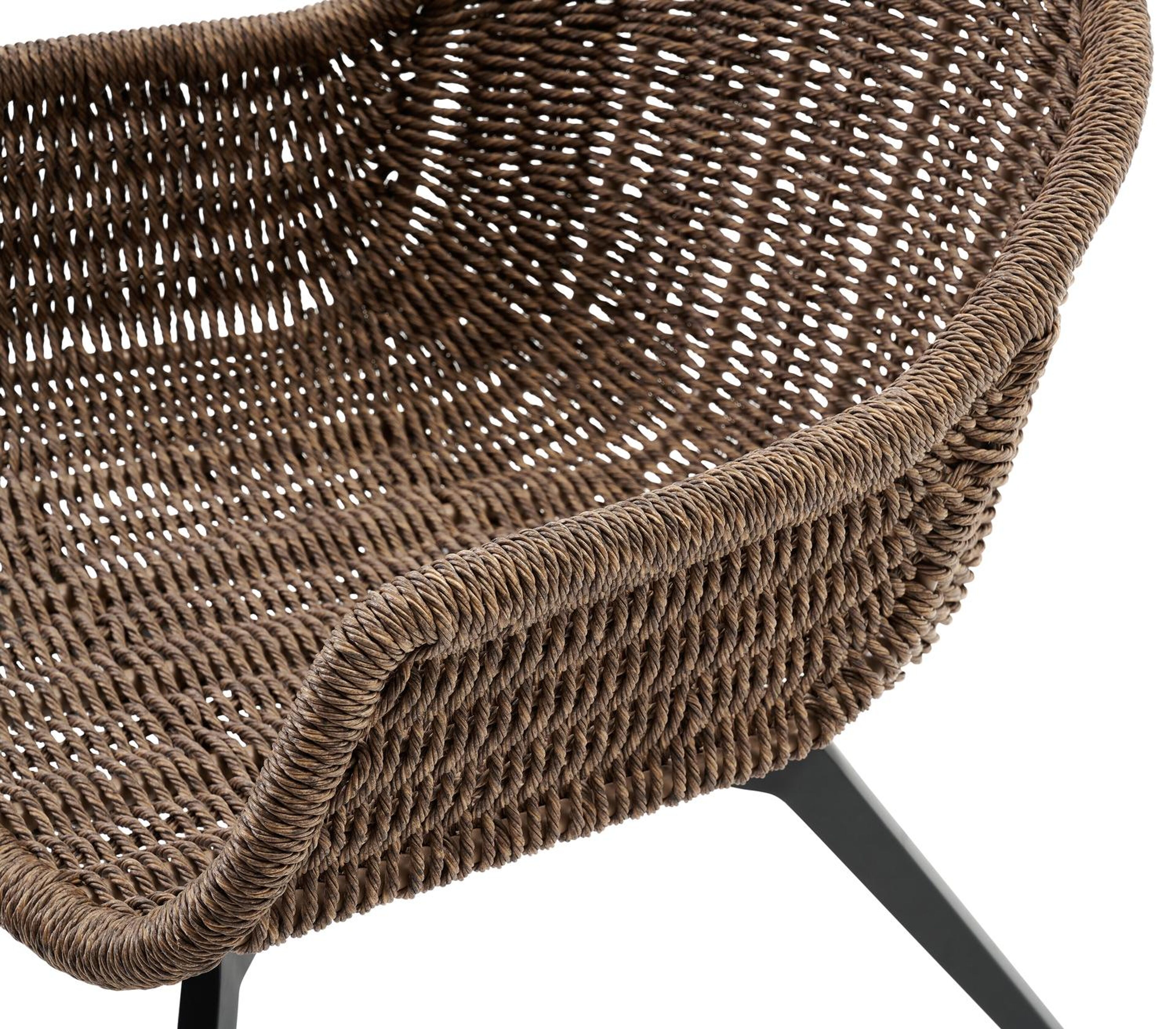 Fauteuil de jardin Pagino 1-pl en aluminium noir et résine tressée brun