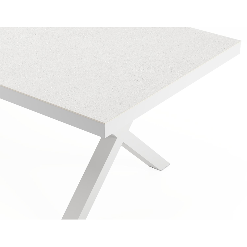 Reza tuintafel rechthoekig in wit aluminium en sintered stone Topo minerale - L 270 x B 100 x H 73.5 cm