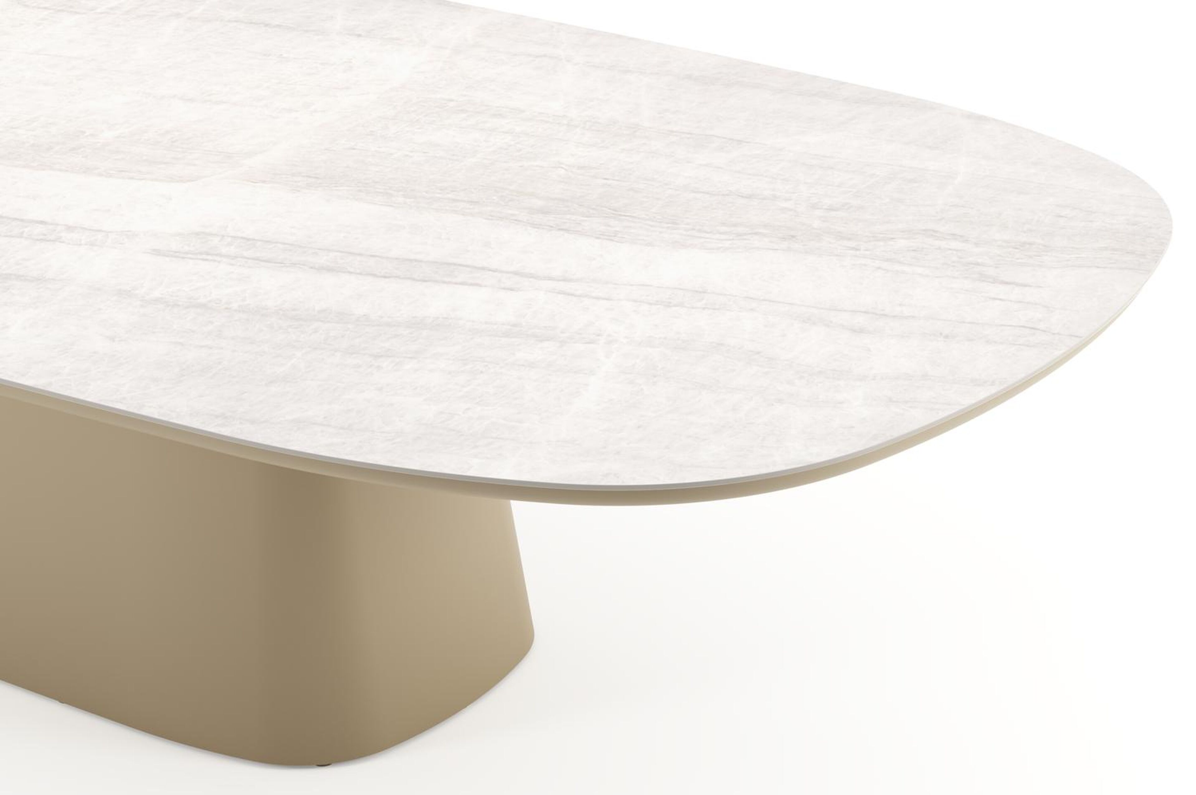 Table de jardin Amico bombo xl en aluminium beige et céramique pleine Taj Mahal - Lg. 320 x Lrg. 148 x Haut. 73.5 cm