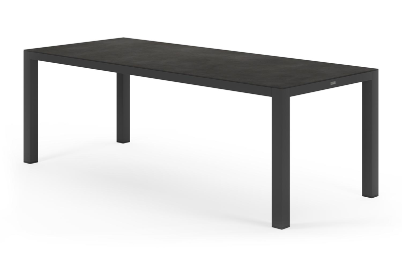 Varese tuintafel rechthoekig in zwart aluminium en volkeramiek zwart - L 220 x B 92 x H 73,5 cm