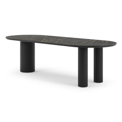 Organo tuintafel ovaal in zwart aluminium en volkeramiek  black obsession - L 260 x B 100 x H 74 cm