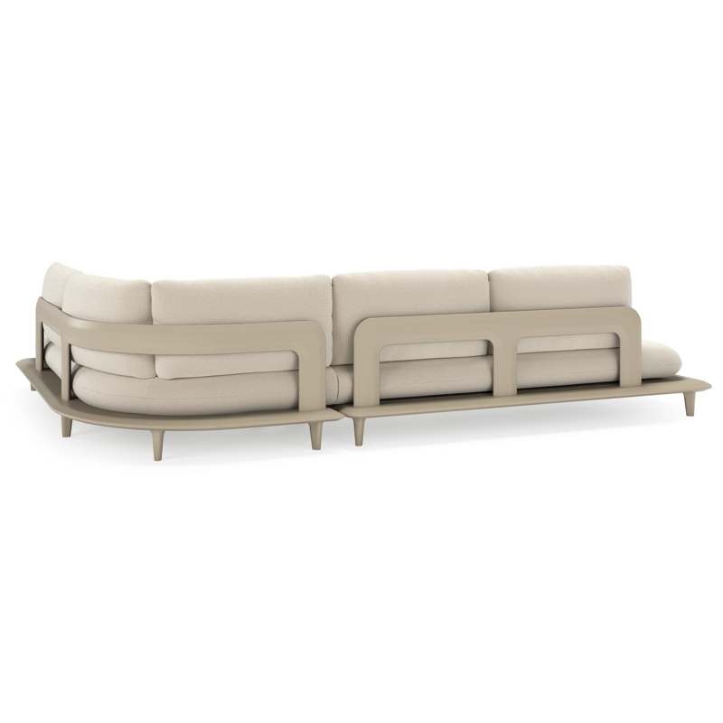 Bomero loungehoek in beige aluminium met althea off white all weather cosytica kussen