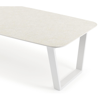 Pagino tuintafel in wit aluminium en volkeramiek shilin - L 315 x B 115 x H 74 cm