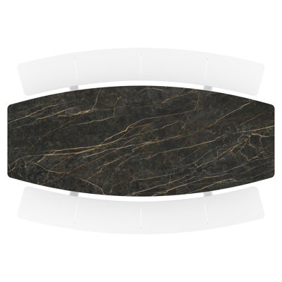 Table de pique-nique Forno forme de bateau forme de bateau en aluminium blanc et céramique pleine Black Obsession - Lg. 240 x Lrg. 181 x Haut. 72 cm