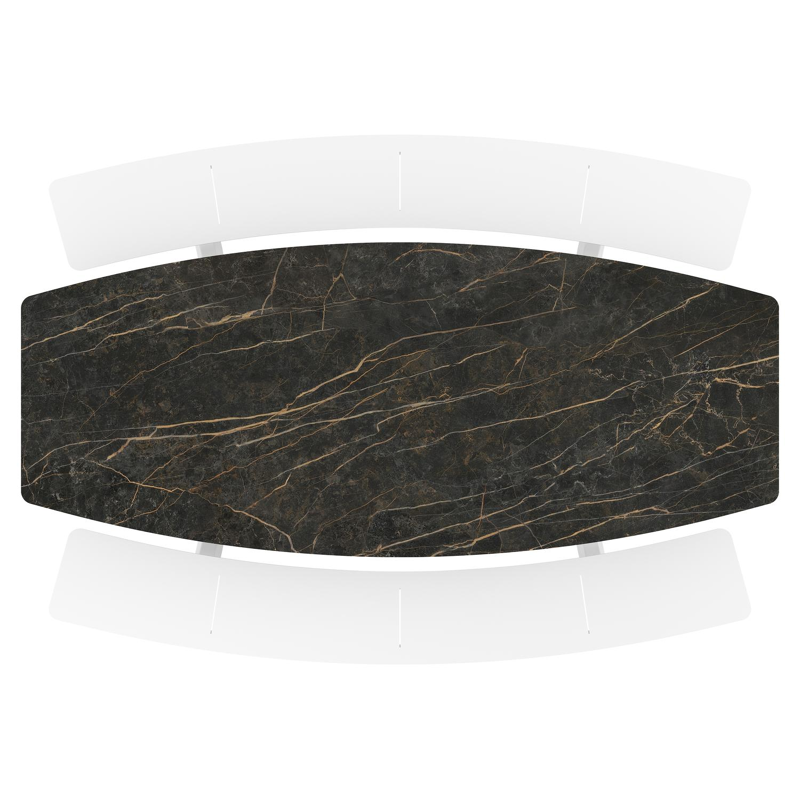Forno picknicktafel bootvorm in wit aluminium en volkeramiek Black Obsession - L 240 x B 181 x H 72 cm