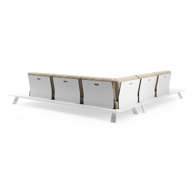 Salon de jardin d'angle Cesano en aluminium blanc et coussin en all weather Cosytica althea camel