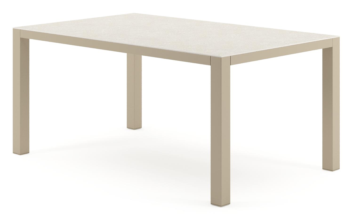 Como tuintafel rechthoekig in beige aluminium en volkeramiek Shilin - L 160 x B 100 x H 73 cm