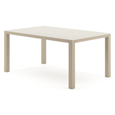 Table de jardin Como rectangulaire en aluminium beige et céramique pleine Shilin - Lg. 160 x Lrg. 100 x Haut. 73 cm