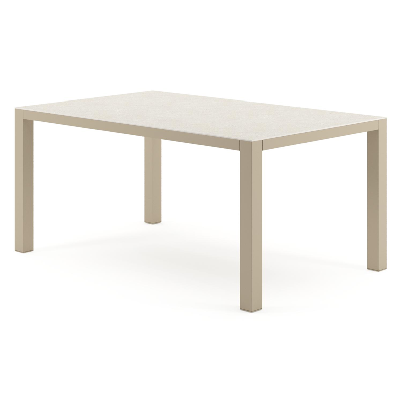 Table de jardin Como rectangulaire en aluminium beige et céramique pleine Shilin - Lg. 160 x Lrg. 100 x Haut. 73 cm