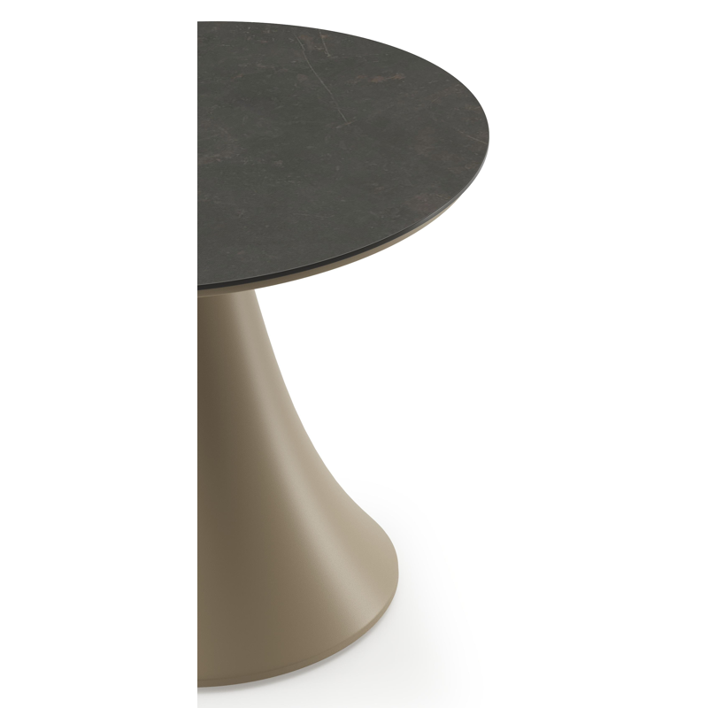 Fano low dining loungetafel rond in beige aluminium en volkeramiek Calatorao - Dia. 65 x H 55 cm