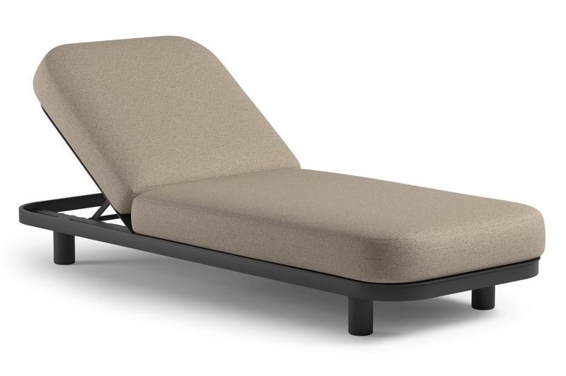 Donato verstelbaar ligbed in zwart aluminium met marbella beige all weather cosytica kussen