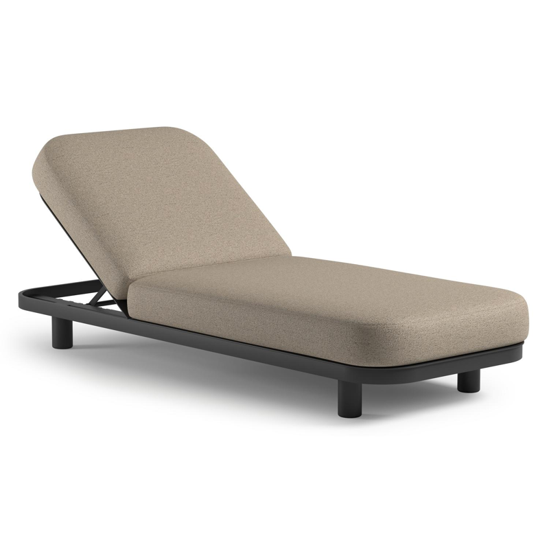 Donato verstelbaar ligbed in zwart aluminium met marbella beige all weather cosytica kussen