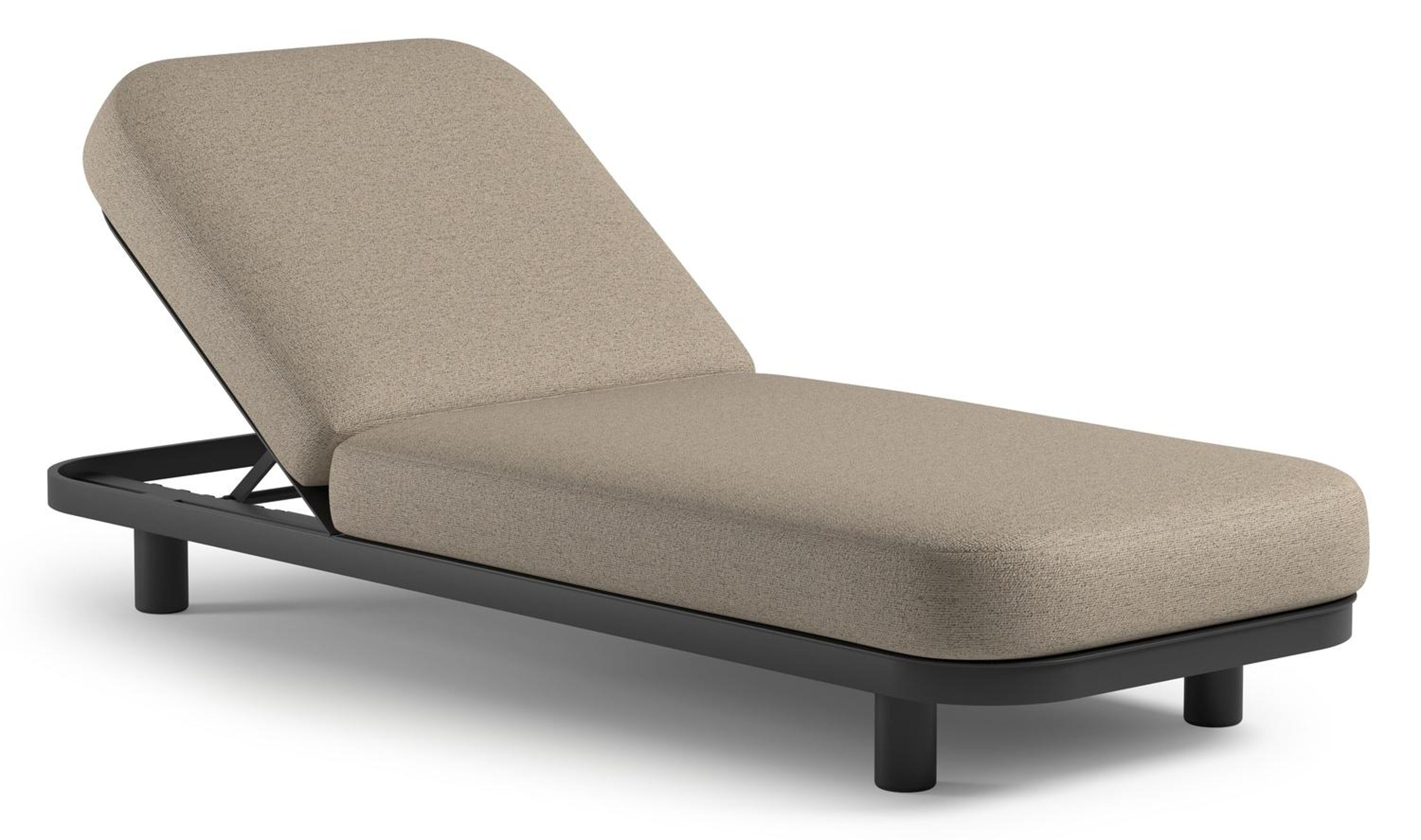 Donato verstelbaar ligbed in zwart aluminium met marbella beige all weather cosytica kussen