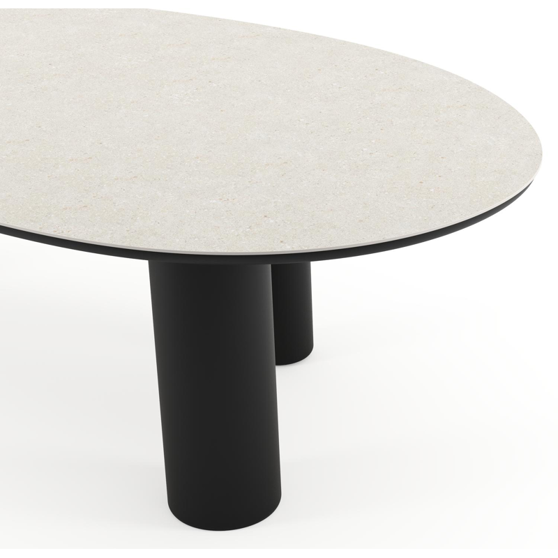 Amico tuintafel mango in zwart aluminium en volkeramiek Shilin - L 260 x B 130 x H 73.5 cm