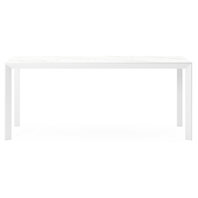 Malito tuintafel in wit aluminium en volkeramiek calacatta - L 180 x B 80 x H 75 cm