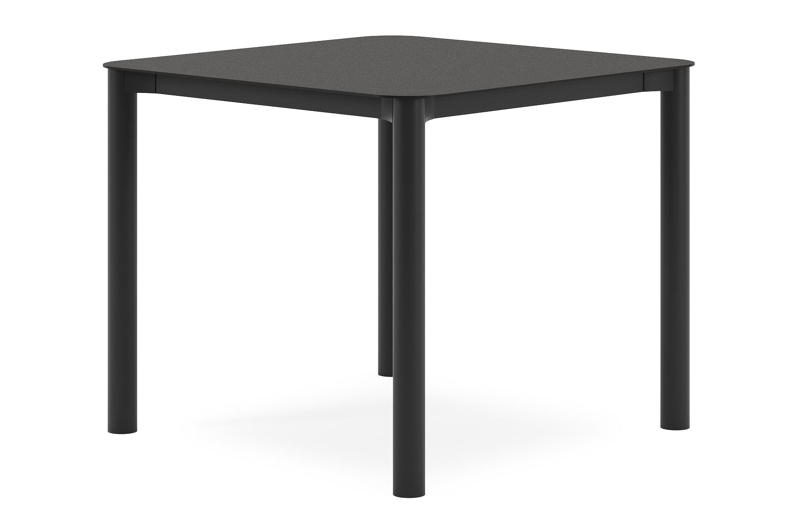 Orso tuintafel afgerond vierkant in zwart aluminium en volkeramiek zwart - L 90 x B 90 x H 75 cm