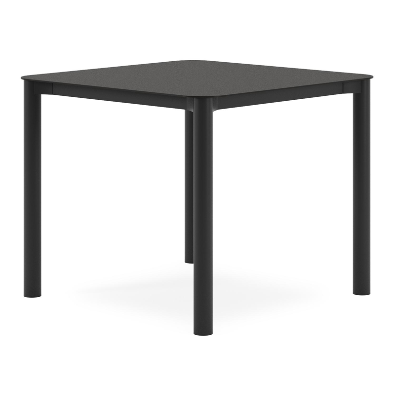Table de jardin Orso carré arrondi en aluminium noir et céramique pleine noir - Lg. 90 x Lrg. 90 x Haut. 75 cm