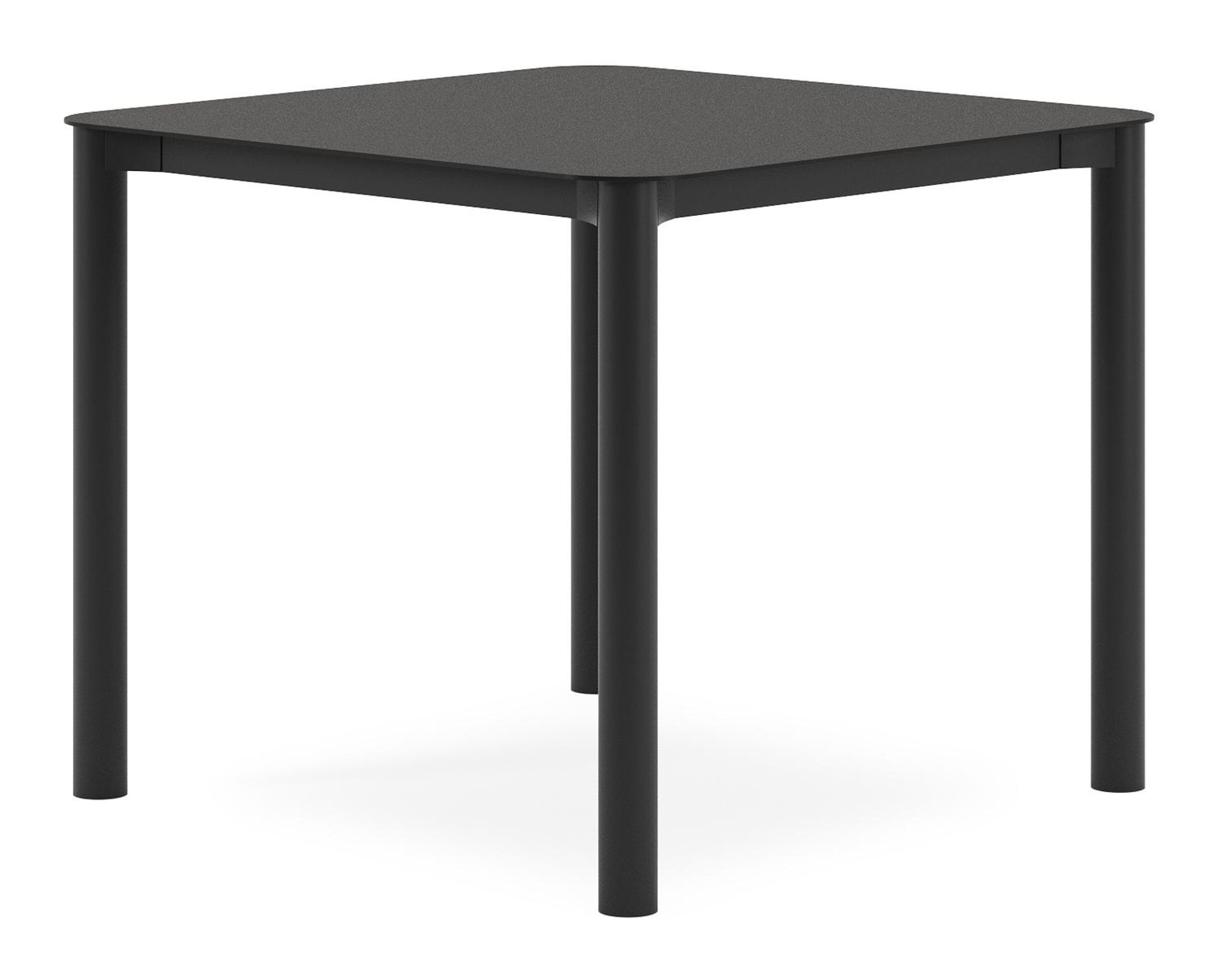 Table de jardin Orso carré arrondi en aluminium noir et céramique pleine noir - Lg. 90 x Lrg. 90 x Haut. 75 cm
