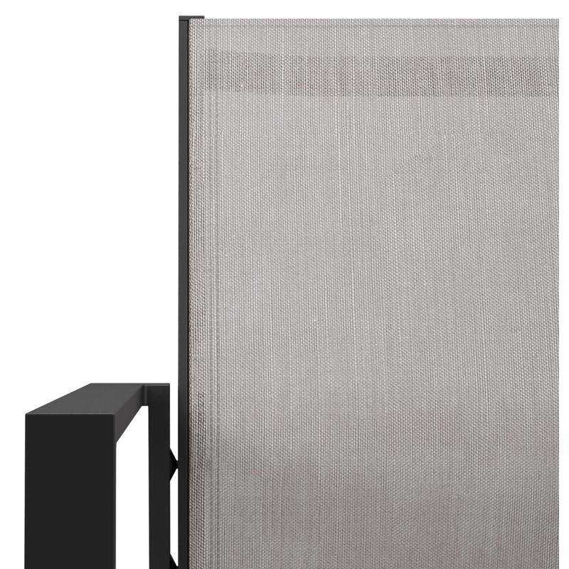 Calzo tuinset in zwart aluminium en zwart sintered stone met 6 stapelbare Bahia tuinstoelen