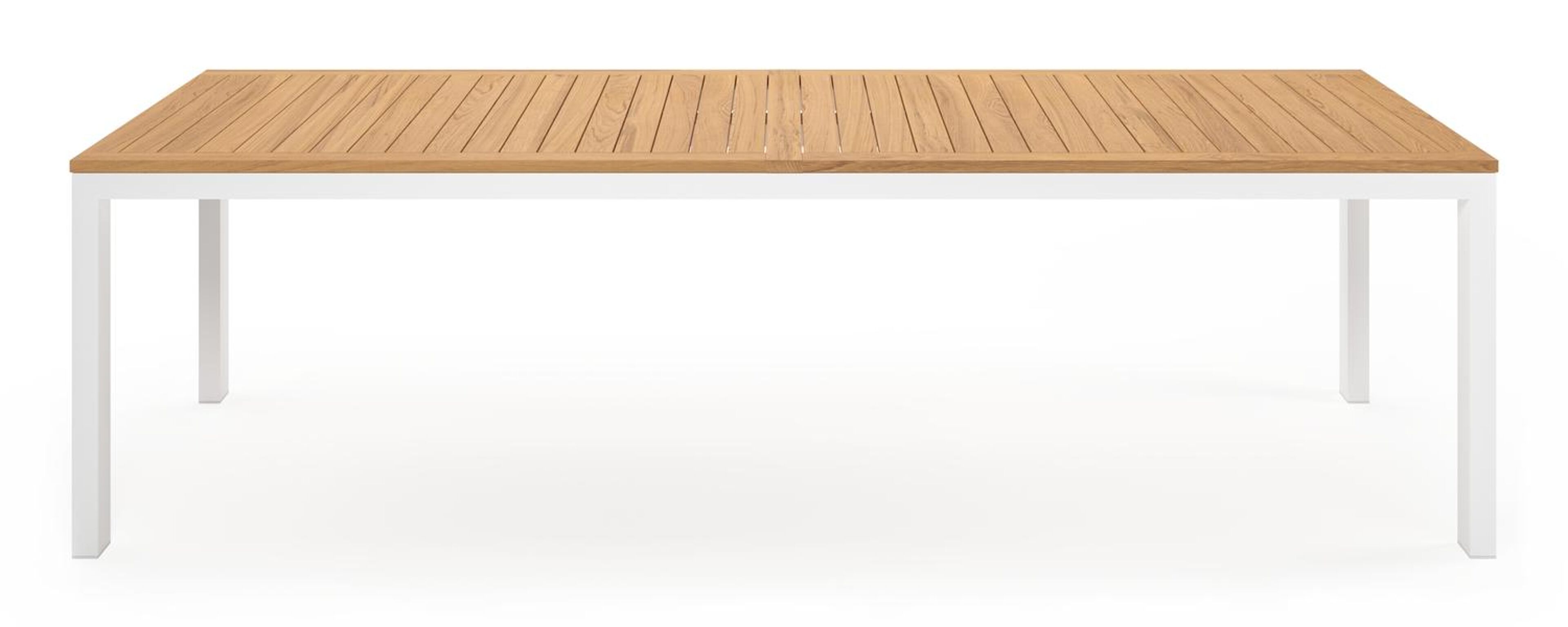 Trente tuintafel rechthoekig in wit aluminium en teak - L 270 x B 100 x H 73 cm