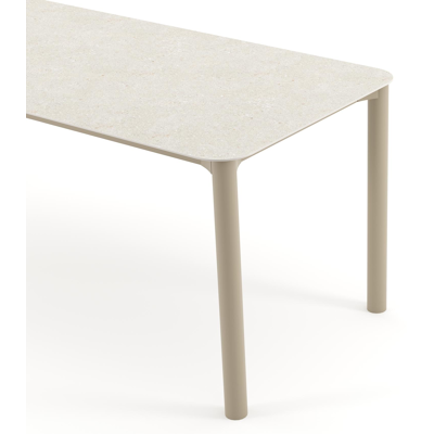 Orso tuintafel rechthoekig afgerond in beige aluminium en volkeramiek Shilin - L 200 x B 80 x H 74.5 cm